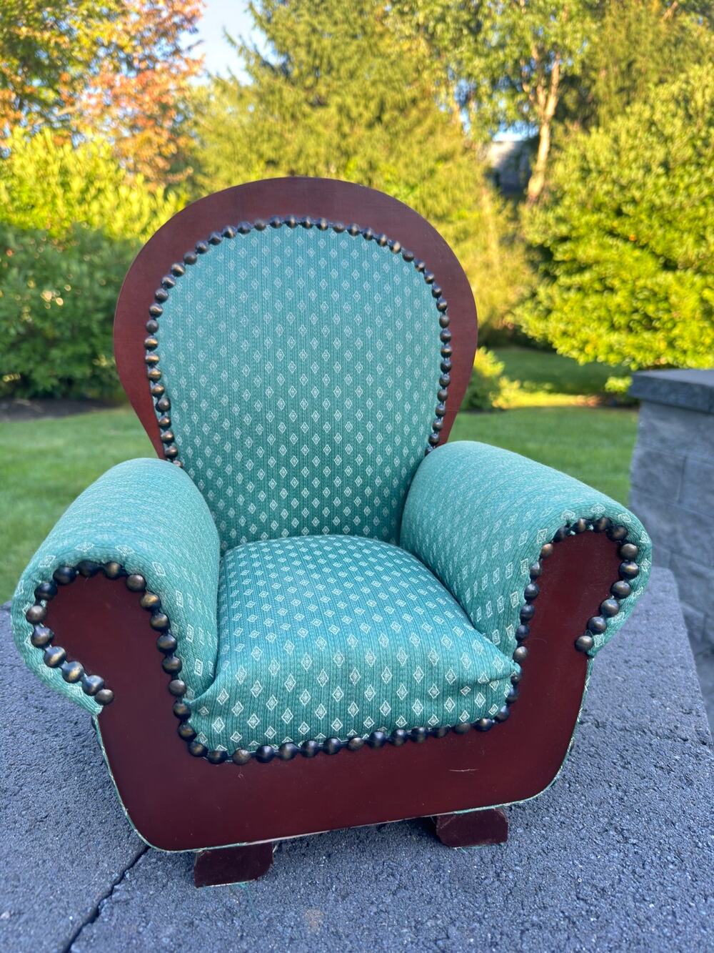 Vintage Dayton Hudson Green Upholstered Parlor Armchair Girl Doll 18"